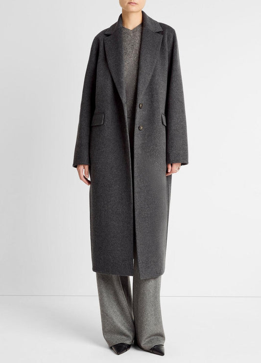 Wool-Blend Single-Breasted Coat in Coats CHARCOAL | VINCE Women