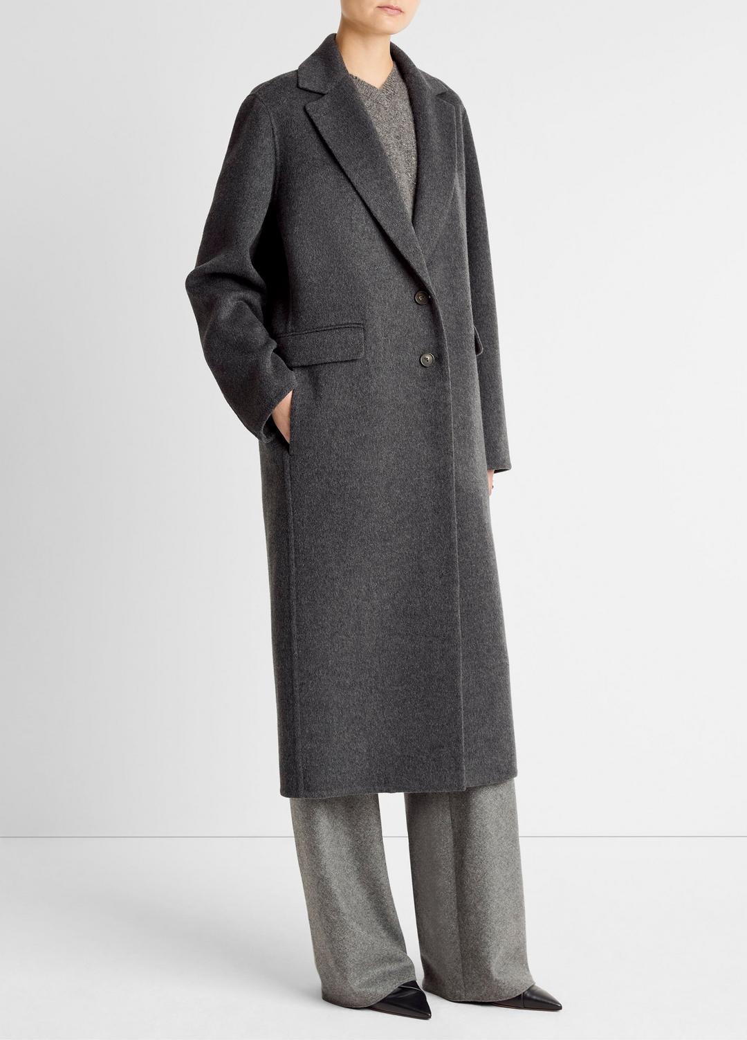 Wool-Blend Single-Breasted Coat in Coats CHARCOAL | VINCE Women