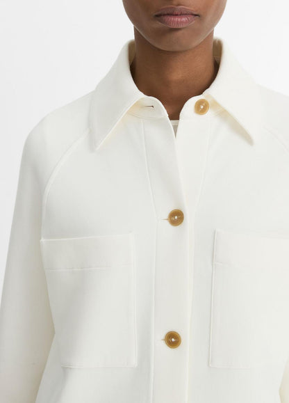 Cotton-Blend Shirt Jacket in Jackets OFF WHITE | VINCE Women