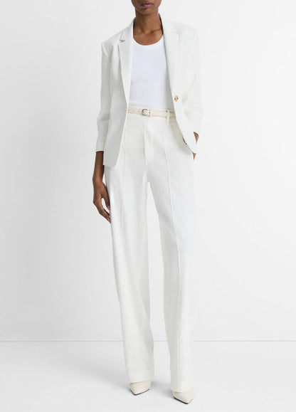 Linen-Blend Shrunken Blazer in Blazers OFF WHITE | VINCE Women