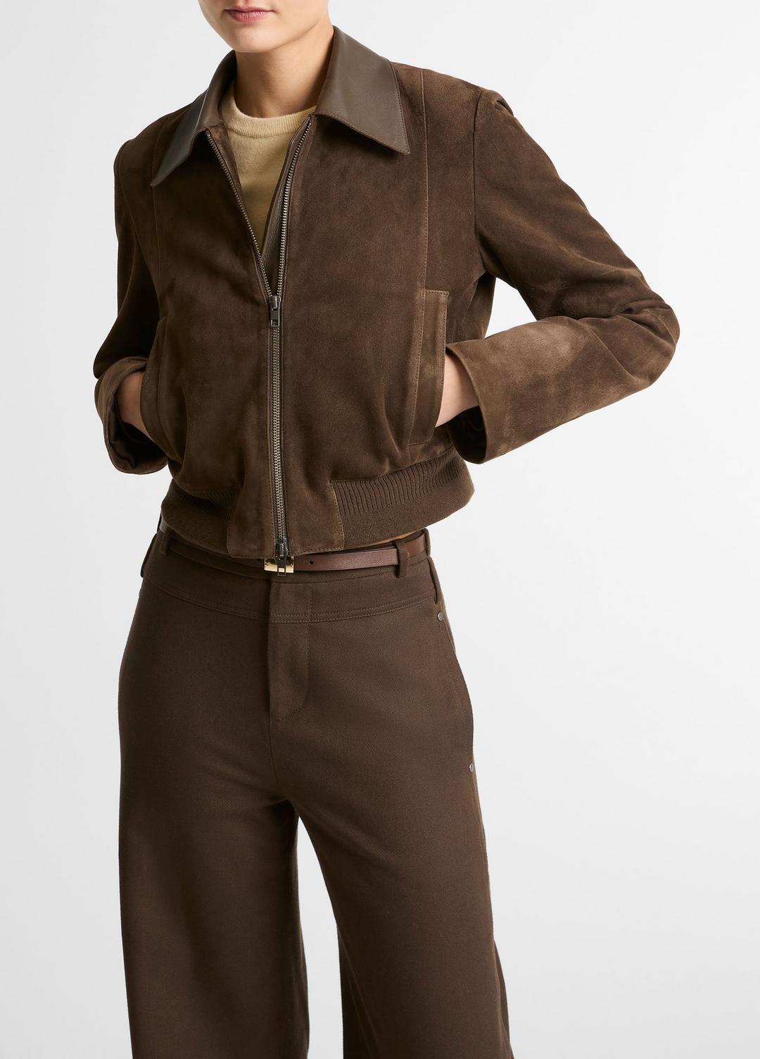 Suede Shrunken Bomber Jacket  in Jackets WILLOW | VINCE Women