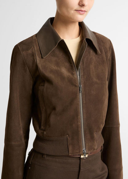 Suede Shrunken Bomber Jacket  in Jackets WILLOW | VINCE Women