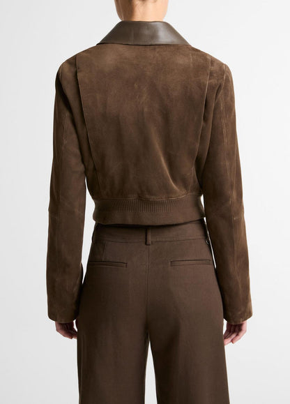 Suede Shrunken Bomber Jacket  in Jackets WILLOW | VINCE Women