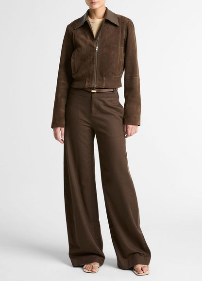 Suede Shrunken Bomber Jacket  in Jackets WILLOW | VINCE Women