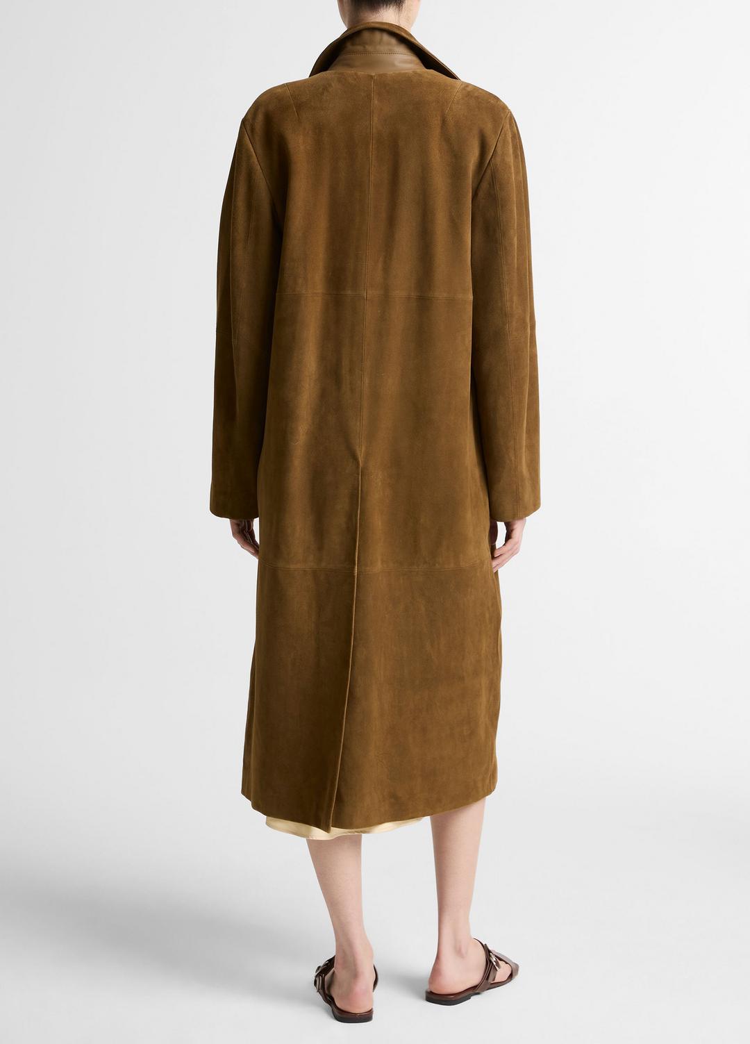 Suede Long Coat in Coats WOOD MOSS | VINCE Women