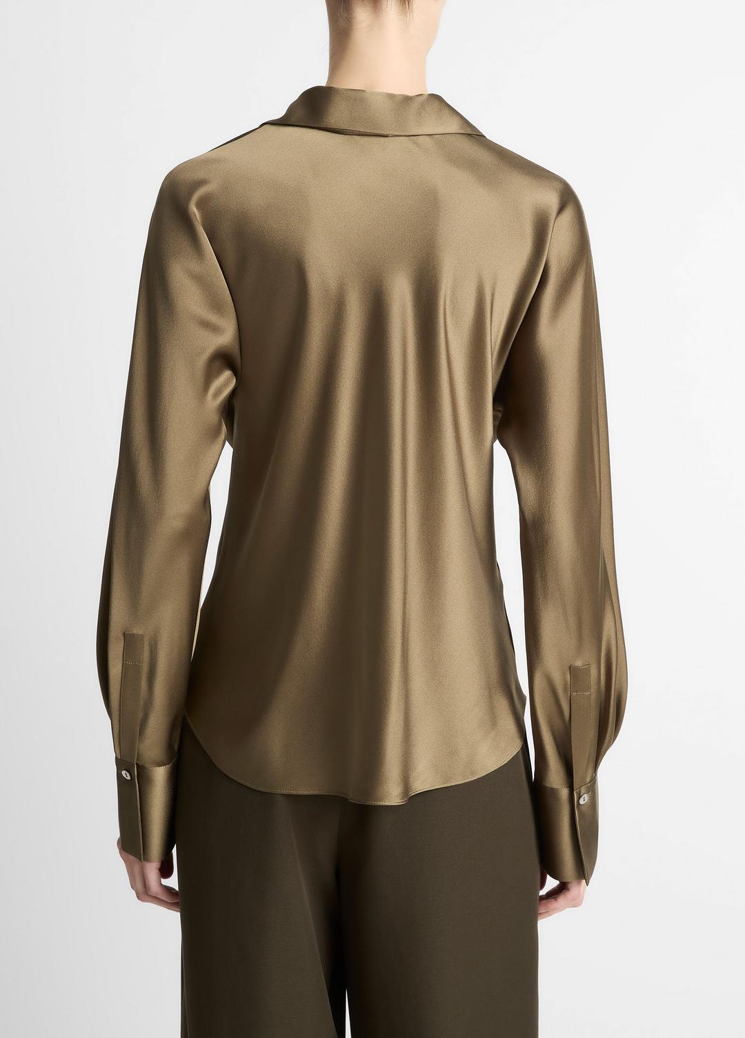 Silk Bias Long-Sleeve Blouse in Long Sleeve CYPRESS | VINCE Women
