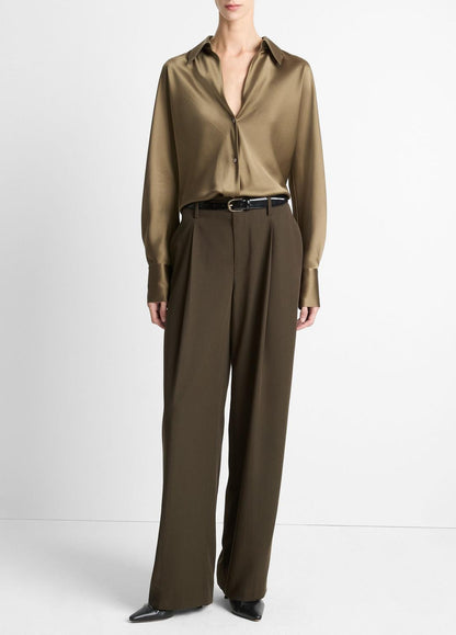 Silk Bias Long-Sleeve Blouse in Long Sleeve CYPRESS | VINCE Women