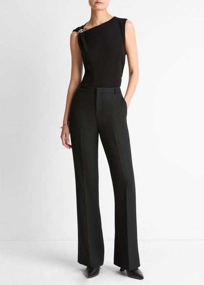 Cinched-Shoulder Wool-Blend Top in Tank Tops BLACK | VINCE Women