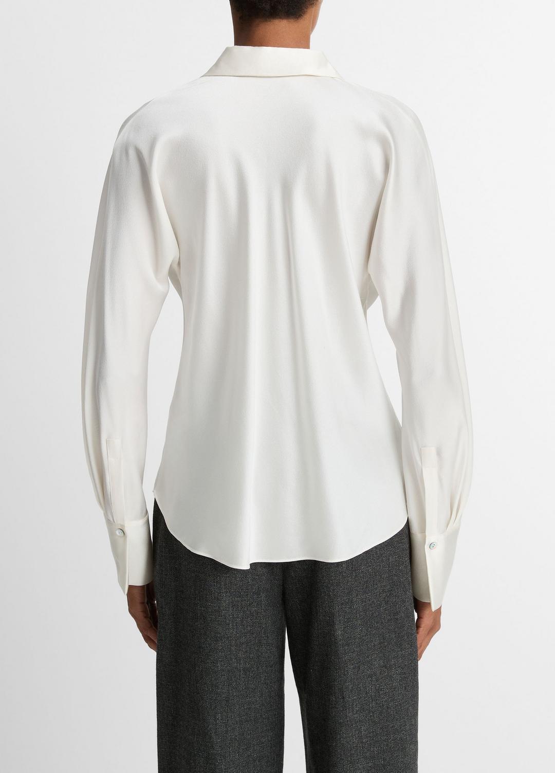 Silk Bias Long-Sleeve Blouse in Long Sleeve OFF WHITE | VINCE Women
