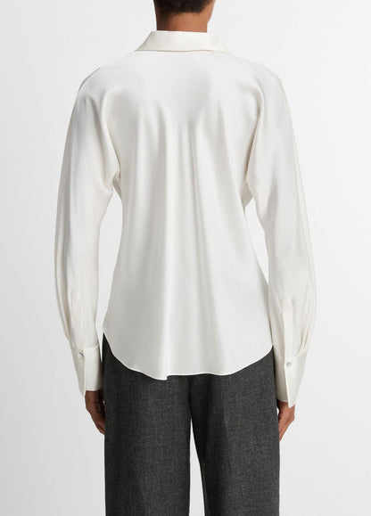 Silk Bias Long-Sleeve Blouse in Long Sleeve OFF WHITE | VINCE Women