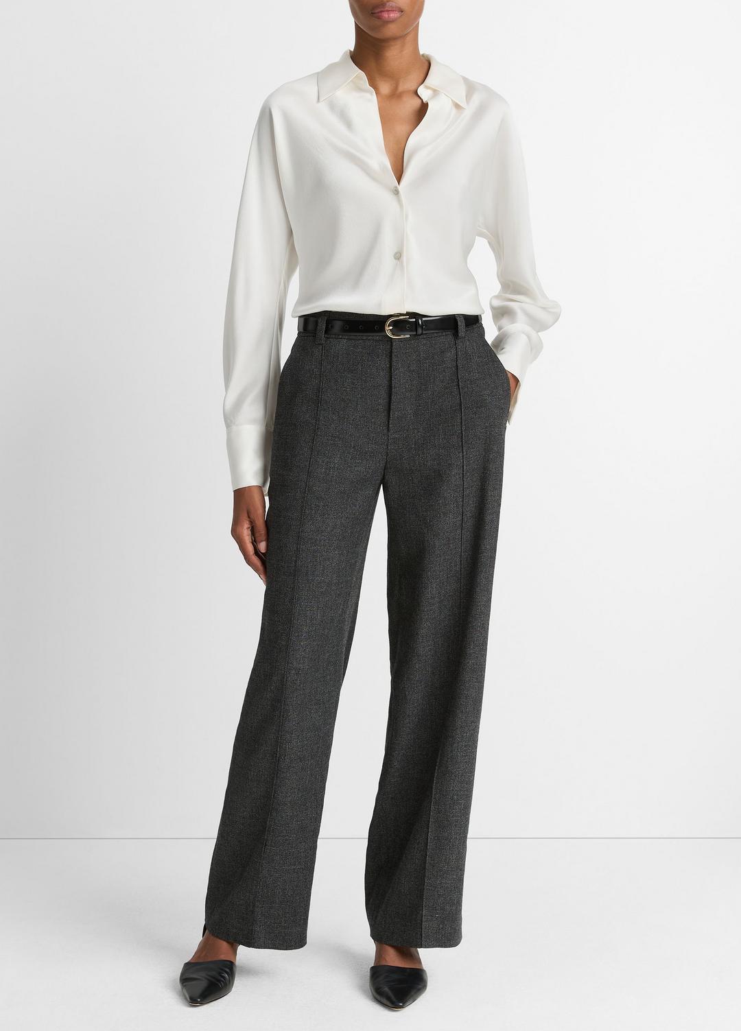 Silk Bias Long-Sleeve Blouse in Long Sleeve OFF WHITE | VINCE Women