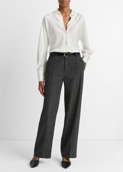 Silk Bias Long-Sleeve Blouse in Long Sleeve OFF WHITE | VINCE Women
