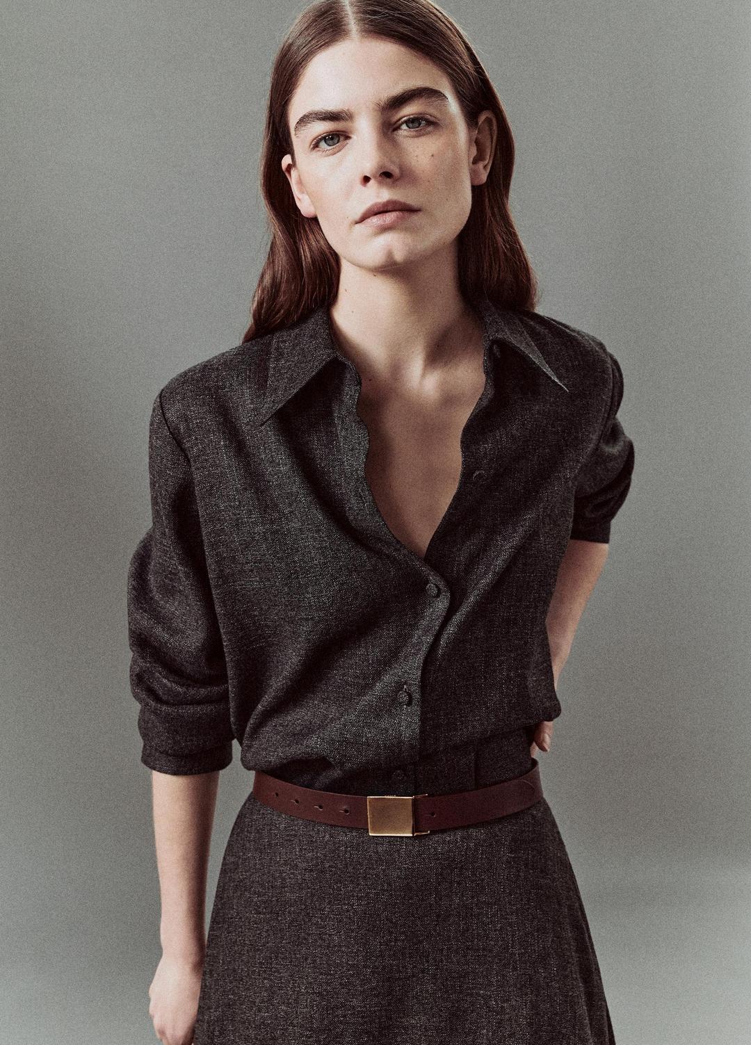Italian Jaspe Relaxed Button-Front Shirt in Long Sleeve MEDIUM HEATHER GREY | VINCE Women