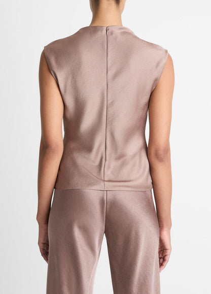 Satin Draped Cowl-Neck Top in Tank Tops MAUVE LILAC | VINCE Women