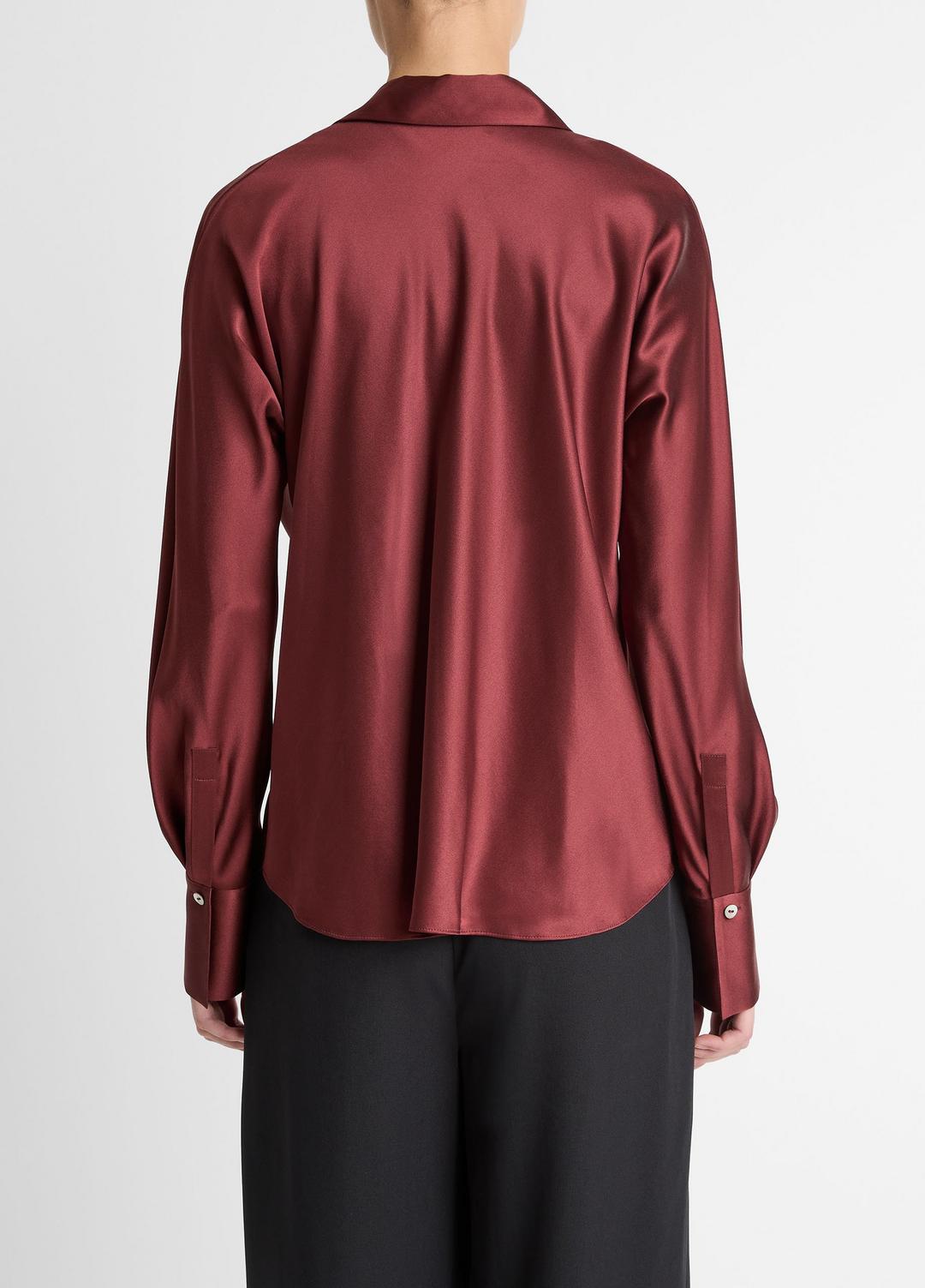 Silk Bias Long-Sleeve Blouse in Long Sleeve BORDEAUX | VINCE Women