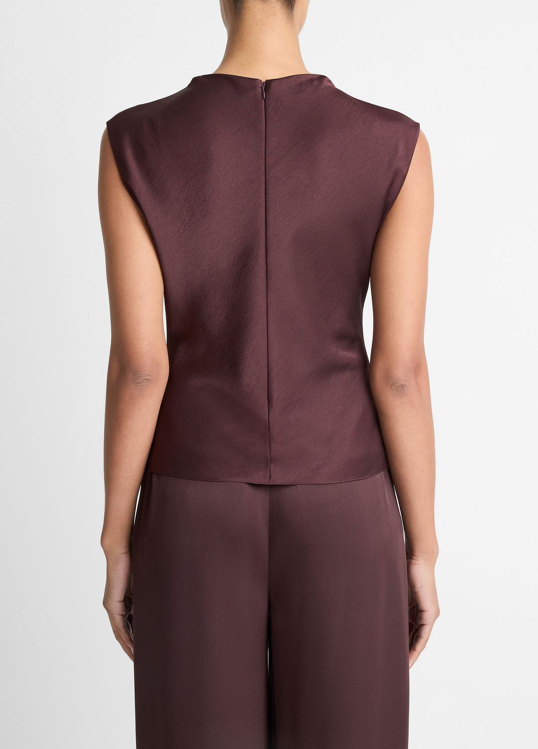 Satin Draped Cowl-Neck Top in Tank Tops FIG | VINCE Women