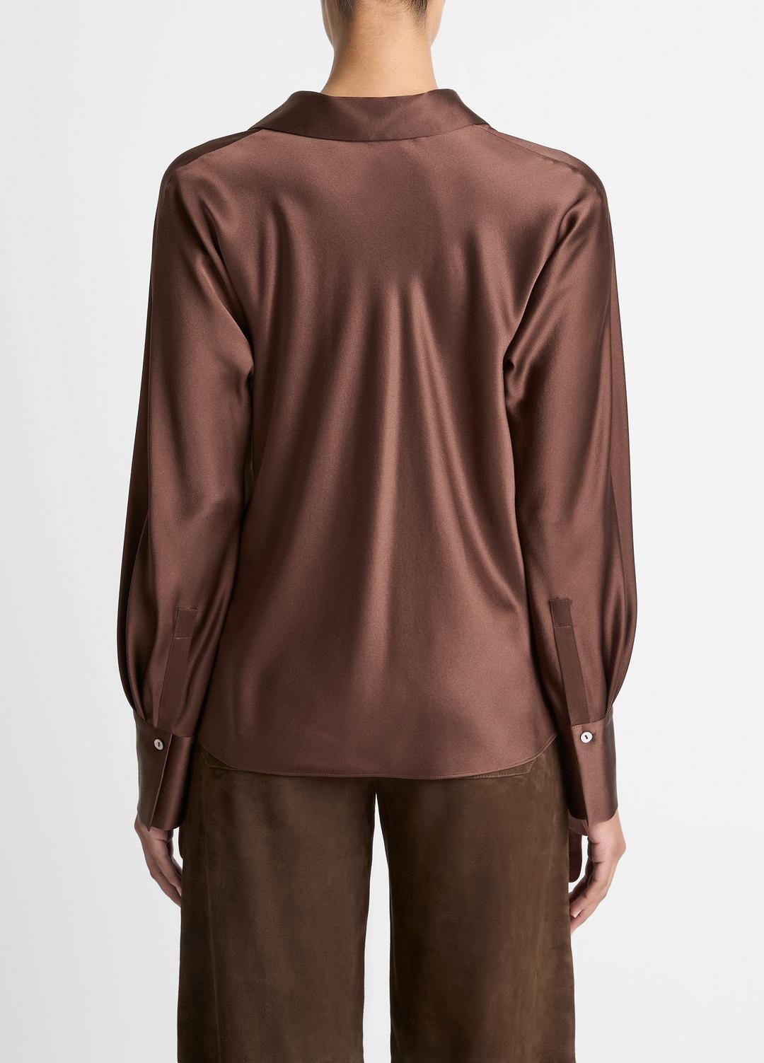 Silk Bias Long-Sleeve Blouse in Long Sleeve ESPRESSO | VINCE Women