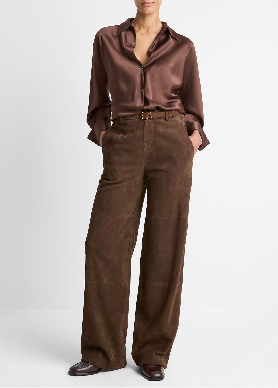 Silk Bias Long-Sleeve Blouse in Long Sleeve ESPRESSO | VINCE Women