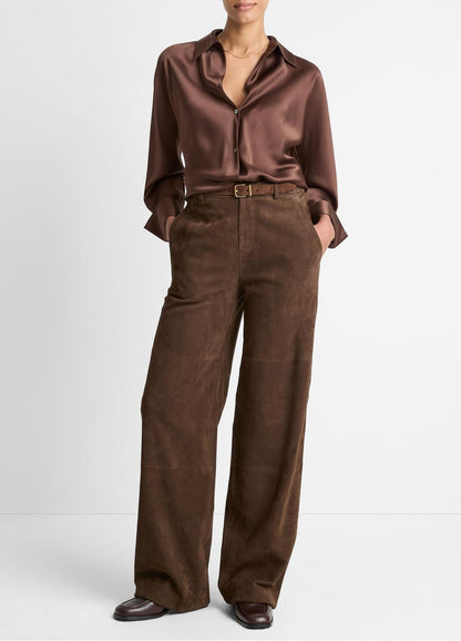 Silk Bias Long-Sleeve Blouse in Long Sleeve ESPRESSO | VINCE Women