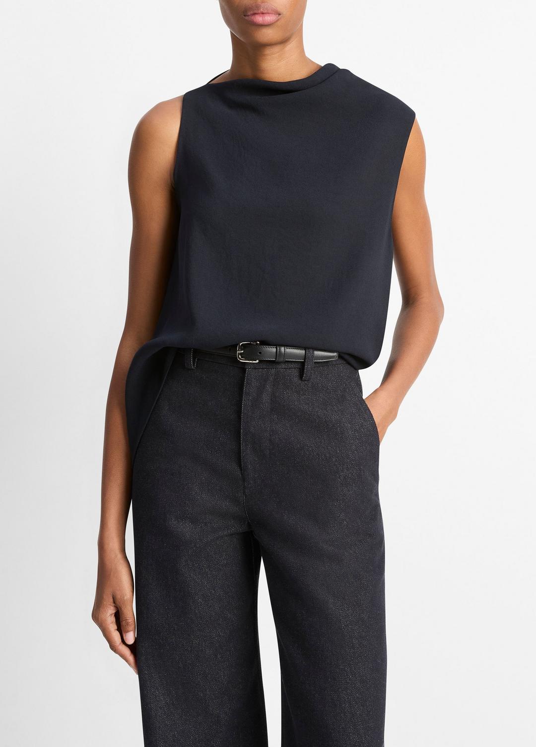 Asymmetrical Draped A-Line Top in Tank Tops COASTAL BLUE | VINCE Women