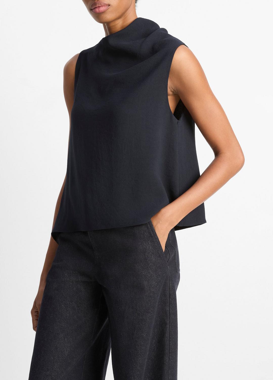 Asymmetrical Draped A-Line Top in Tank Tops COASTAL BLUE | VINCE Women