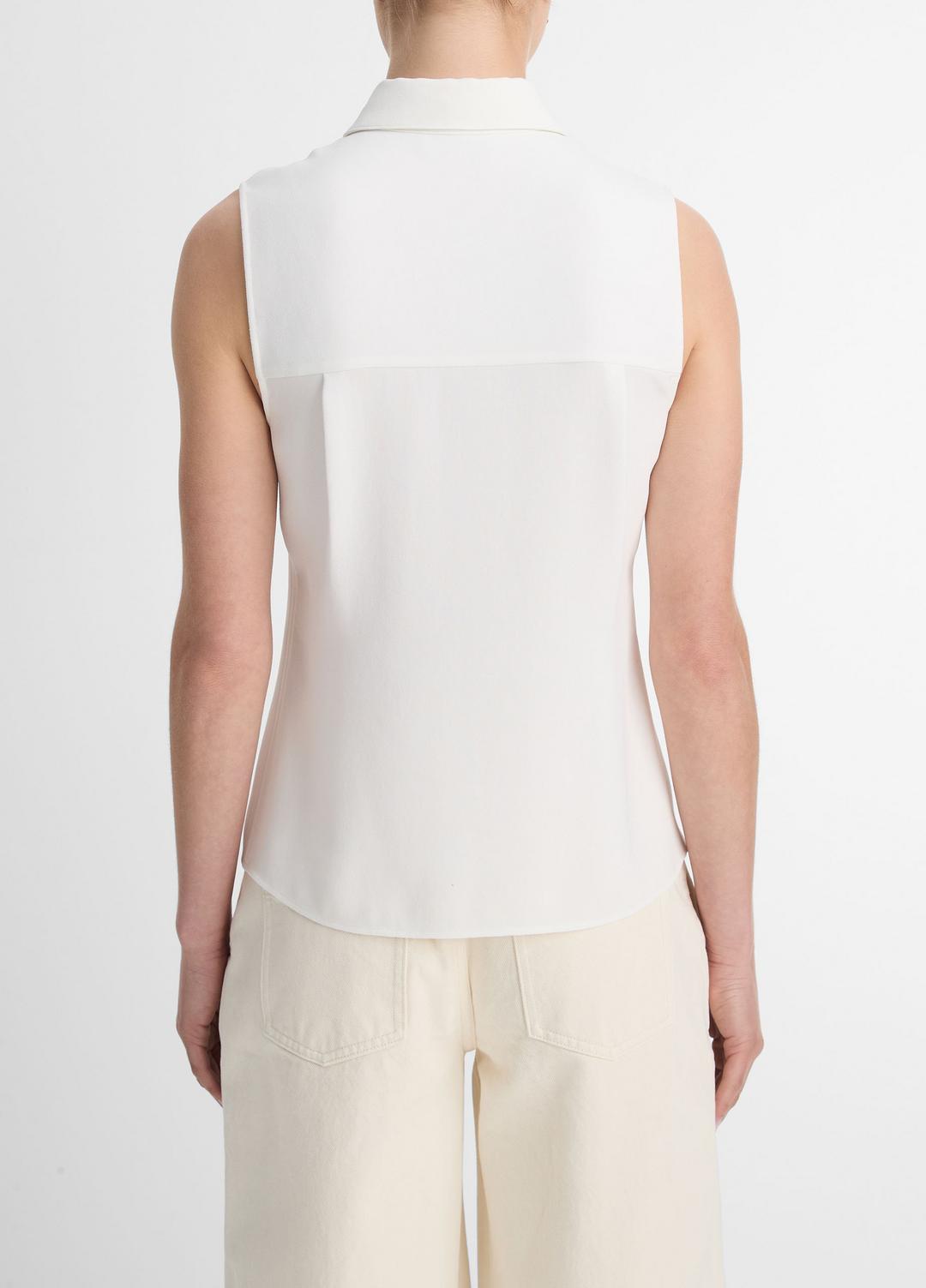 Sleeveless Button-Front Shirt in Short Sleeve OFF WHITE | VINCE Women
