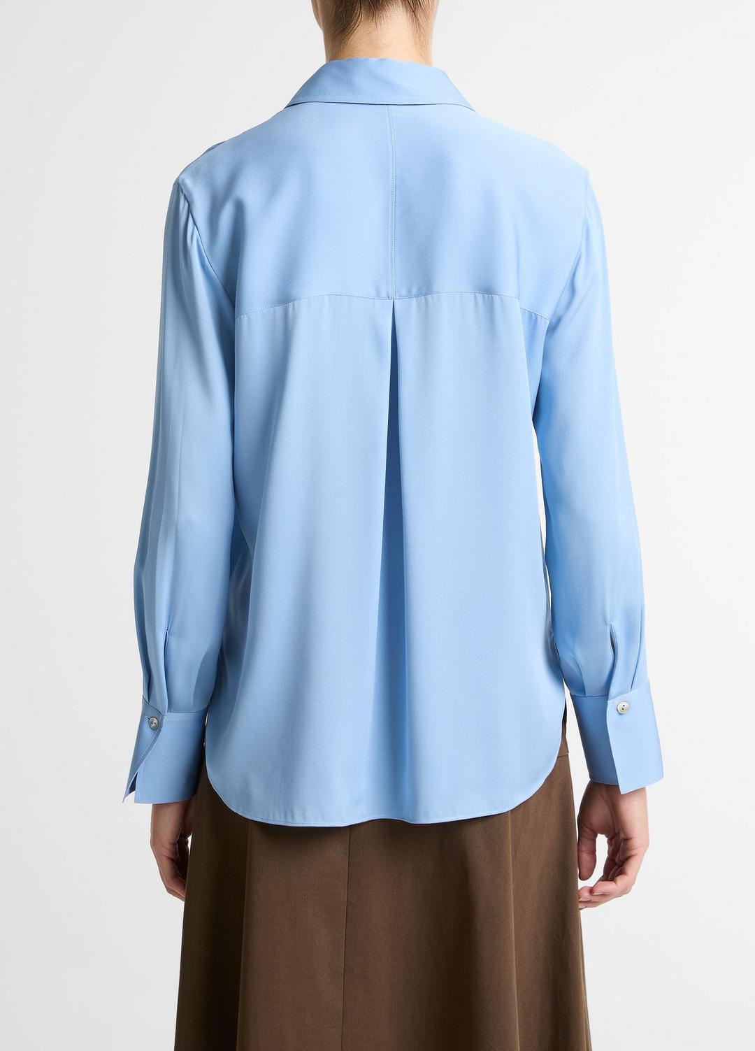 Stretch-Silk Button-Front Blouse in Long Sleeve HYDRA | VINCE Women