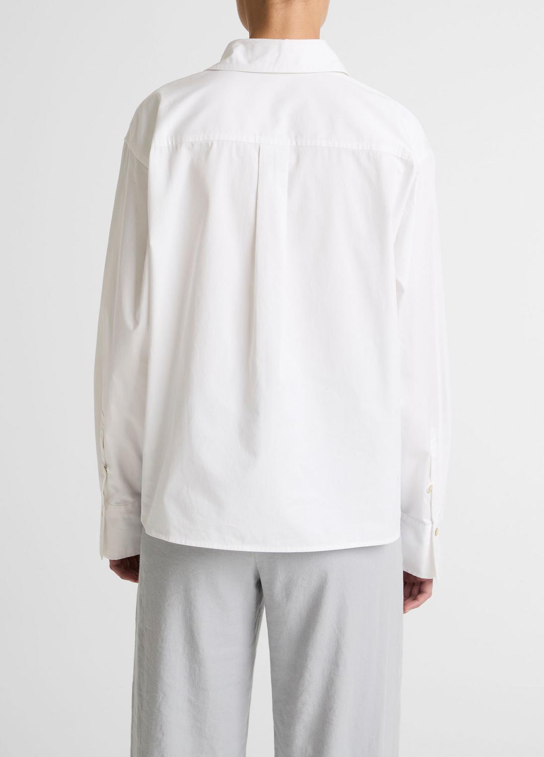 Cotton Cropped Button-Front Shirt  in Long Sleeve OPTIC WHITE | VINCE Women
