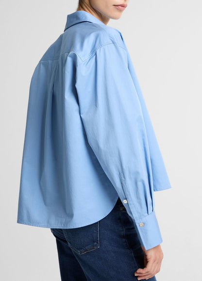 Cotton Cropped Button-Front Shirt  in Long Sleeve HYDRA | VINCE Women