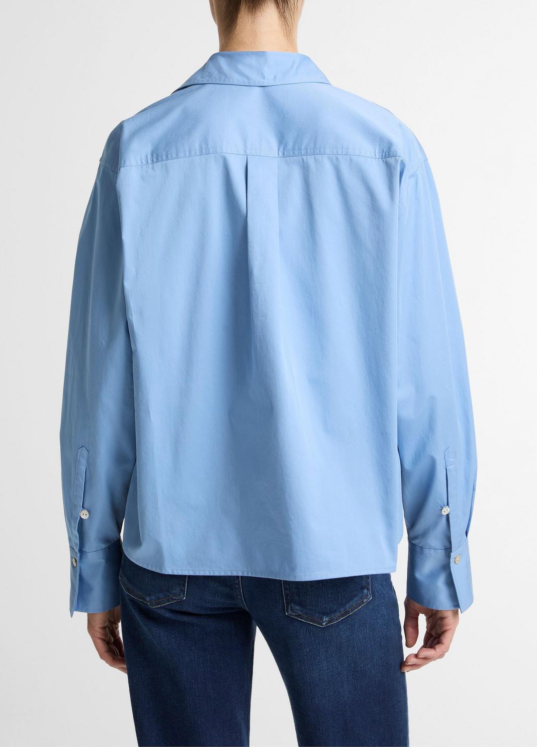 Cotton Cropped Button-Front Shirt  in Long Sleeve HYDRA | VINCE Women