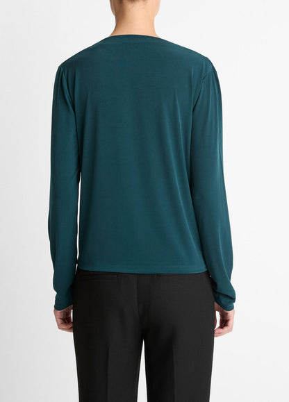 Matte Jersey Cowl-Neck Top in Long Sleeve JUNIPER | VINCE Women