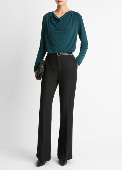 Matte Jersey Cowl-Neck Top in Long Sleeve JUNIPER | VINCE Women