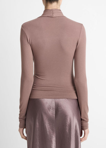 Fixed Wrap Long-Sleeve Top in Long Sleeve SMOKY BERRY | VINCE Women