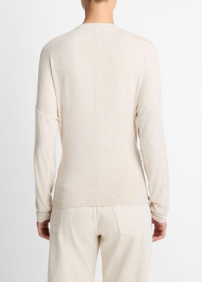 Fixed-Drape Long-Sleeve T-Shirt in Long Sleeve HEATHER CREAM OAT | VINCE Women
