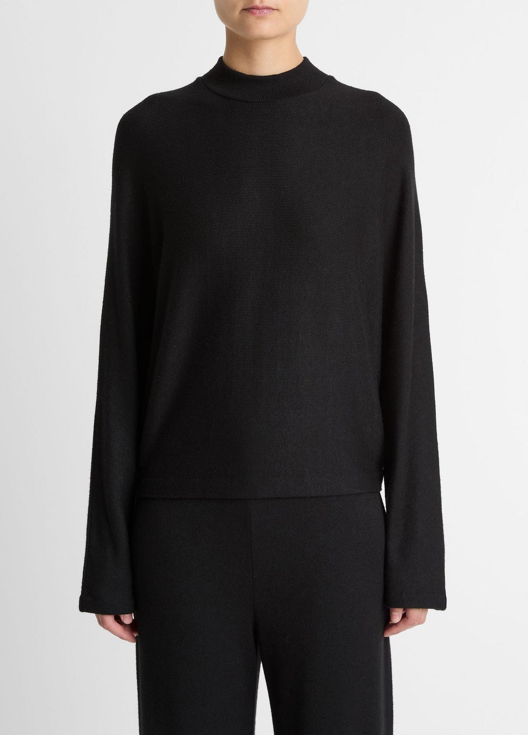 Cozy Dolman-Sleeve Mock-Neck Top in Long Sleeve BLACK | VINCE Women