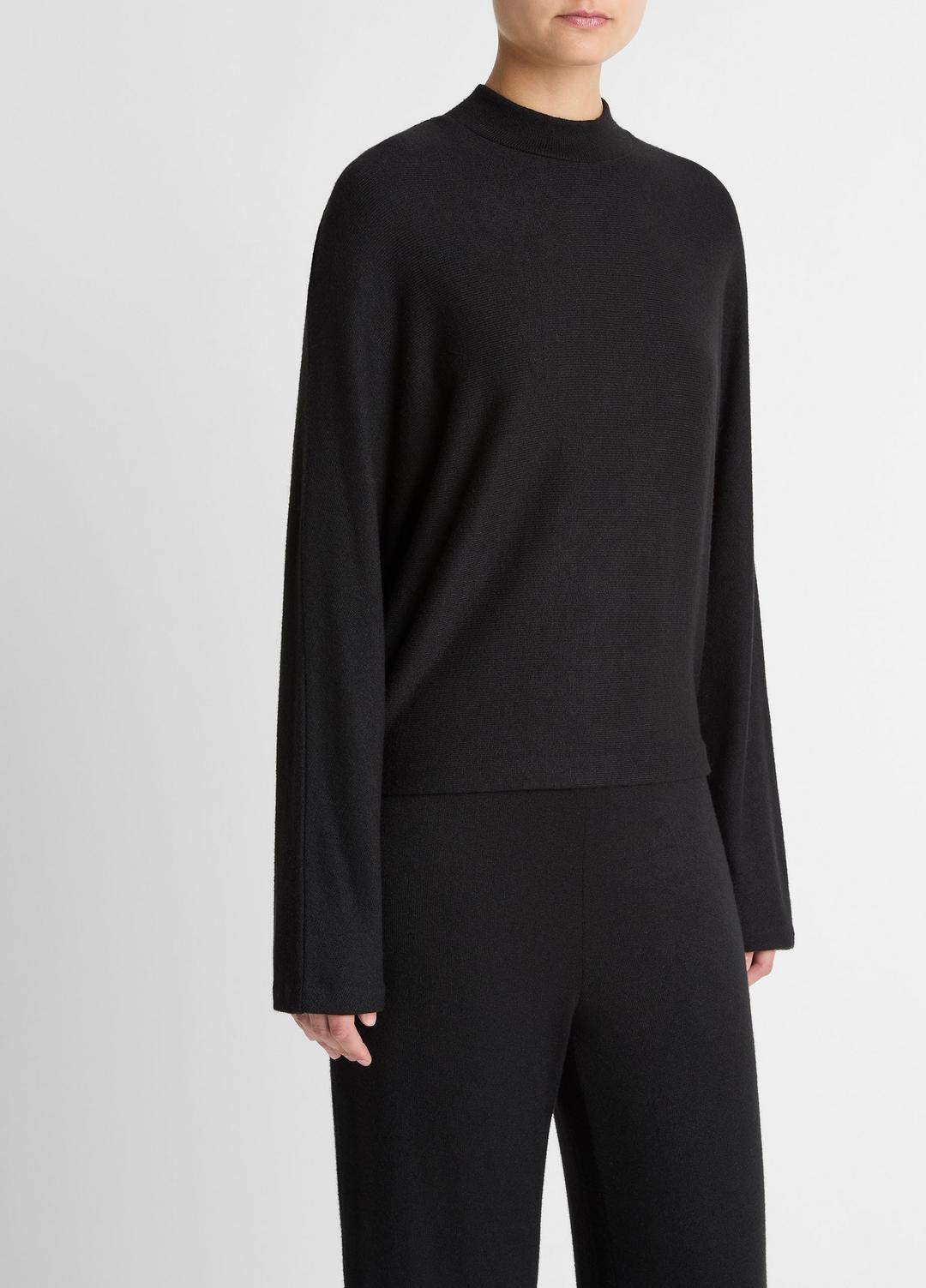 Cozy Dolman-Sleeve Mock-Neck Top in Long Sleeve BLACK | VINCE Women