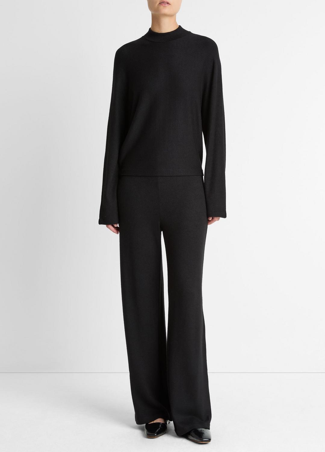 Cozy Dolman-Sleeve Mock-Neck Top in Long Sleeve BLACK | VINCE Women