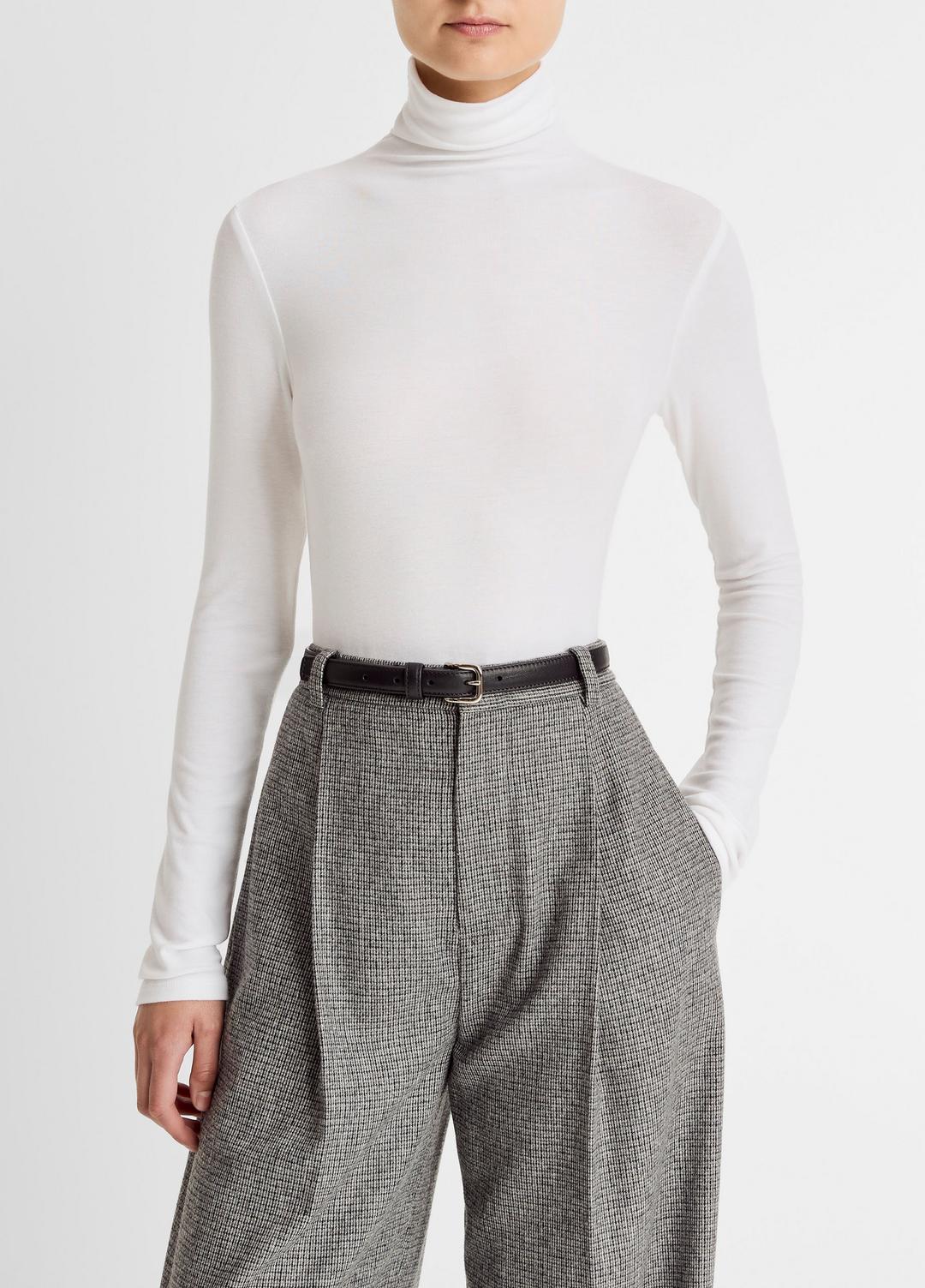Essential Long-Sleeve Turtleneck Top in Long Sleeve OFF WHITE | VINCE Women