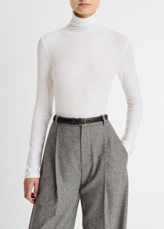 Essential Long-Sleeve Turtleneck Top in Long Sleeve OFF WHITE | VINCE Women