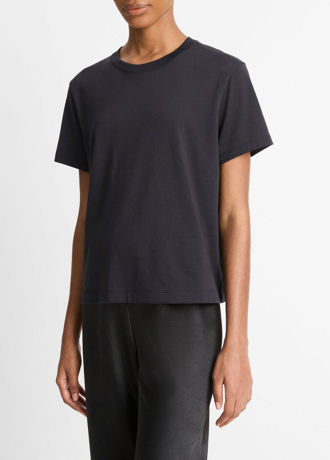 Pima Cotton Crew Neck T-Shirt in Short Sleeve COASTAL BLUE | VINCE Women