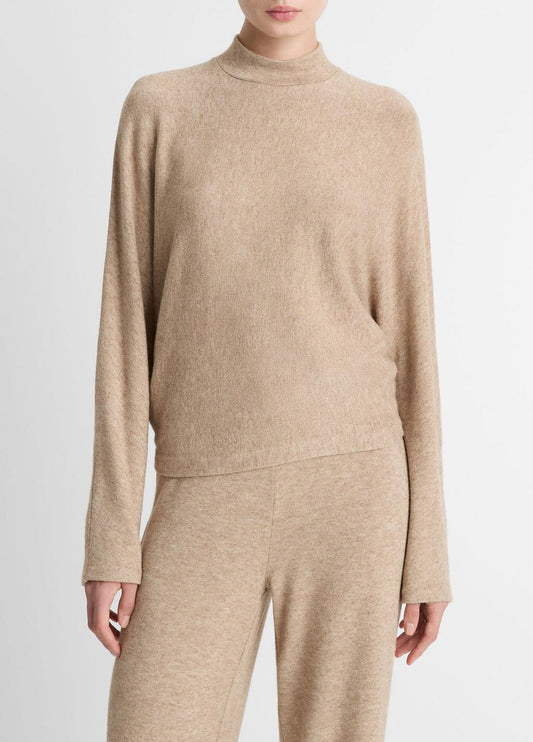Cozy Dolman-Sleeve Mock-Neck Top in Long Sleeve HEATHER BRUNA | VINCE Women