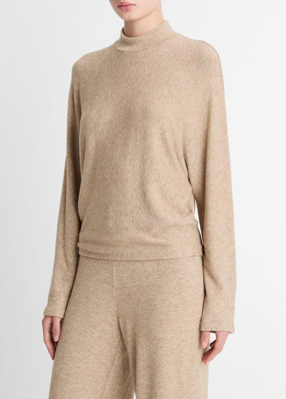 Cozy Dolman-Sleeve Mock-Neck Top in Long Sleeve HEATHER BRUNA | VINCE Women