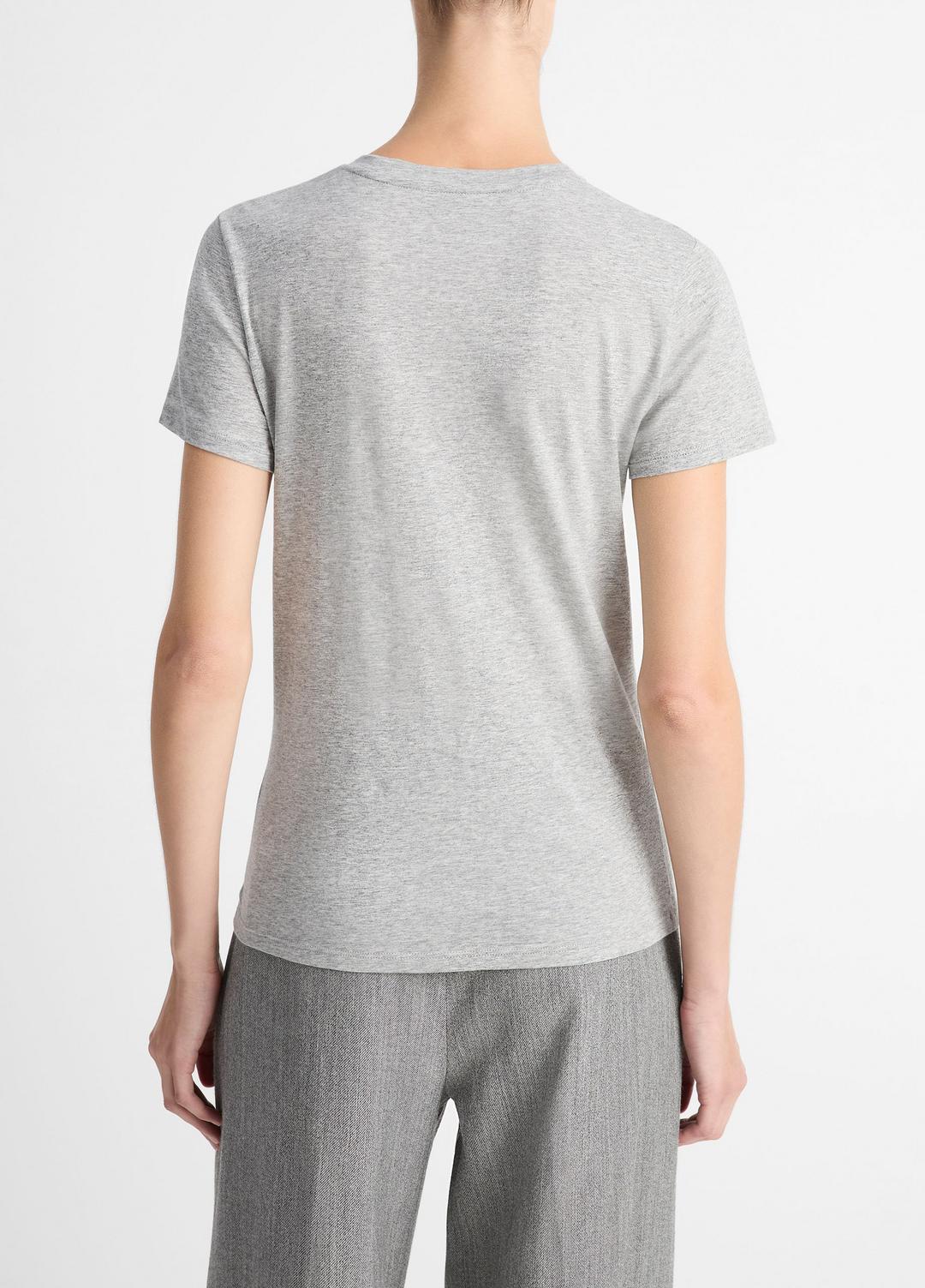 Essential Pima Cotton Crew Neck T-Shirt in Short Sleeve HEATHER GREY | VINCE Women