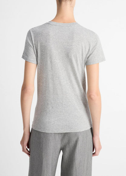Essential Pima Cotton Crew Neck T-Shirt in Short Sleeve HEATHER GREY | VINCE Women