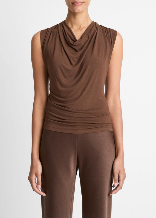 Jersey Draped Cowl-Neck Top in Tank Tops ESPRESSO | VINCE Women