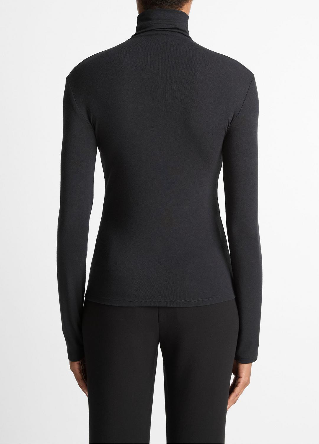 Essential Long-Sleeve Turtleneck Top in Long Sleeve BLACK | VINCE Women