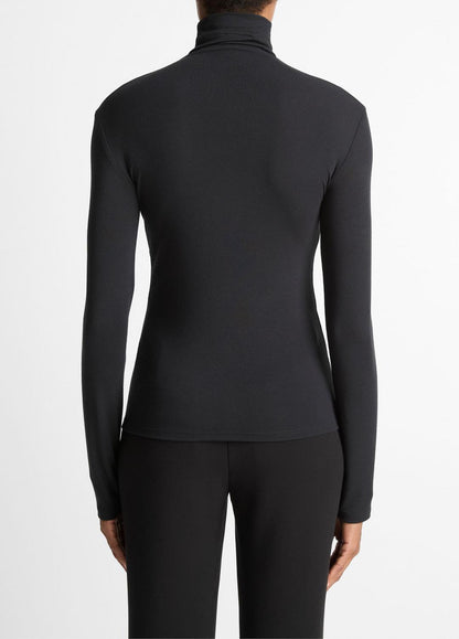 Essential Long-Sleeve Turtleneck Top in Long Sleeve BLACK | VINCE Women