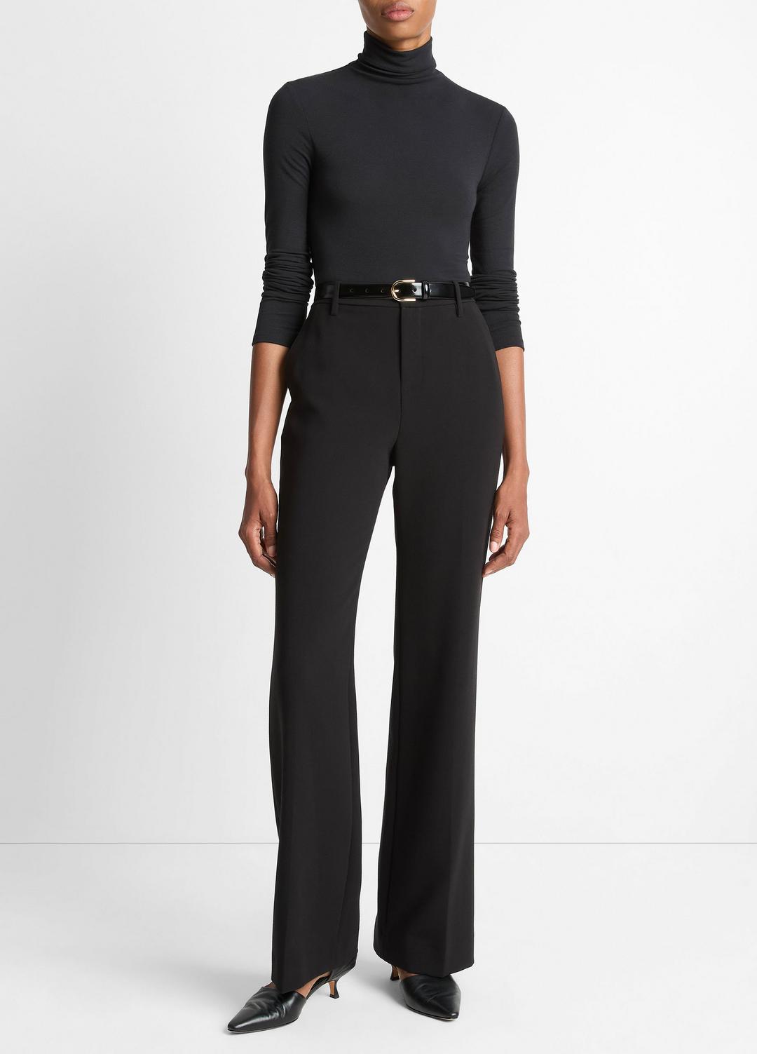 Essential Long-Sleeve Turtleneck Top in Long Sleeve BLACK | VINCE Women