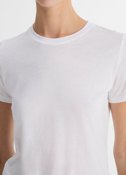 Essential Pima Cotton Crew Neck T-Shirt in Short Sleeve OPTIC WHITE | VINCE Women
