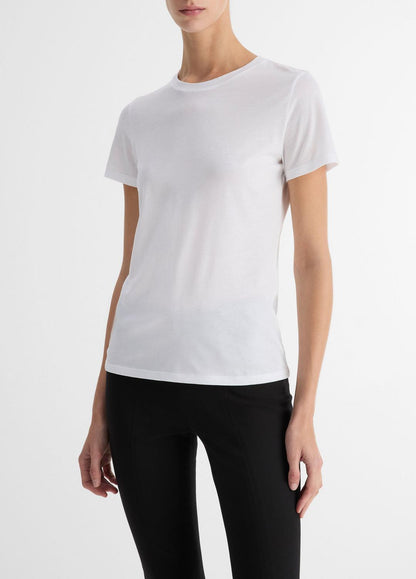 Essential Pima Cotton Crew Neck T-Shirt in Short Sleeve OPTIC WHITE | VINCE Women